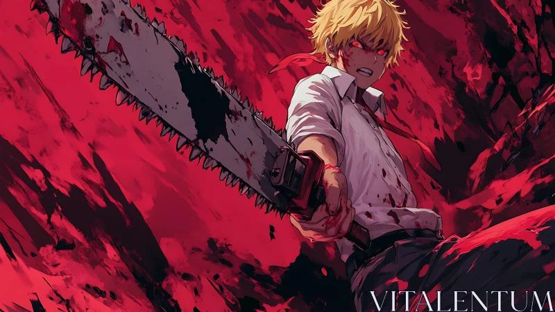 Bloodstorm chainsaw brawler lunges through scarlet fury.