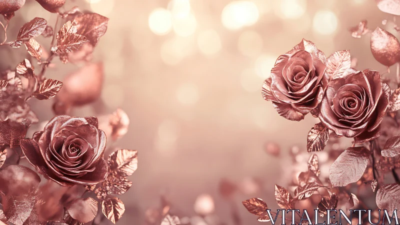 Luxurious rose garden blooms in shimmering rose gold tones.