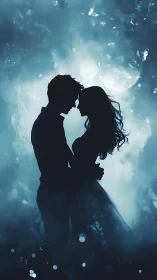 Two Souls Dancing in Ethereal Blue Luminescence.
