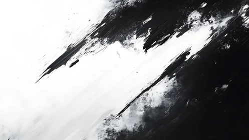 Diagonal monochrome brushstrokes create dynamic abstract tension