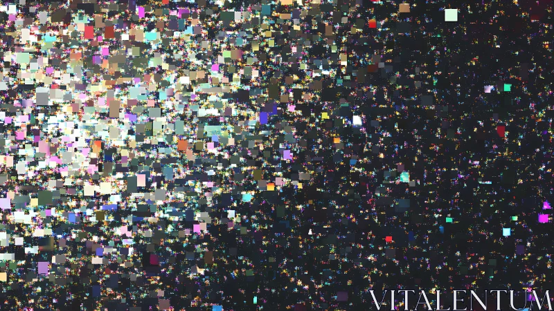 Chromatic pixel nebula bursts across deep digital void.