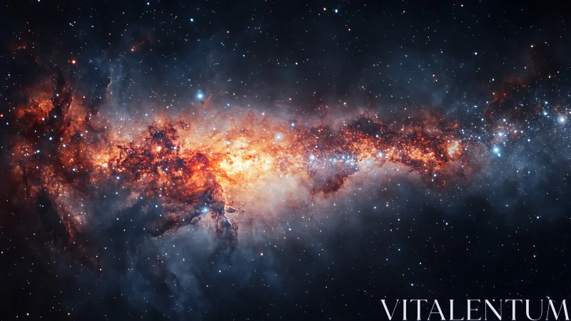 Dense galactic star field with central dust and gas band.