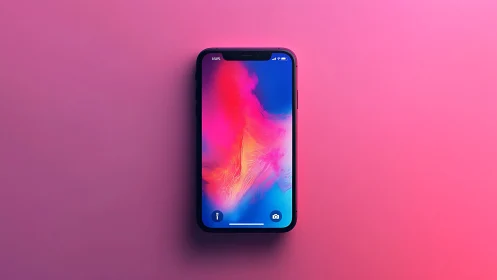 Modern Smartphone Glowing Against Vibrant Pink Background.