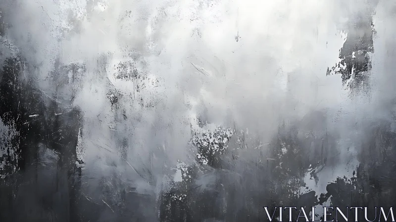 Moody Abstract Painting with Gray Tones and Textured Brushwork.