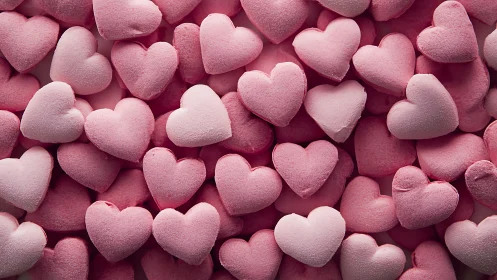 Pink Velvet Hearts Overflowing with Love and Warmth