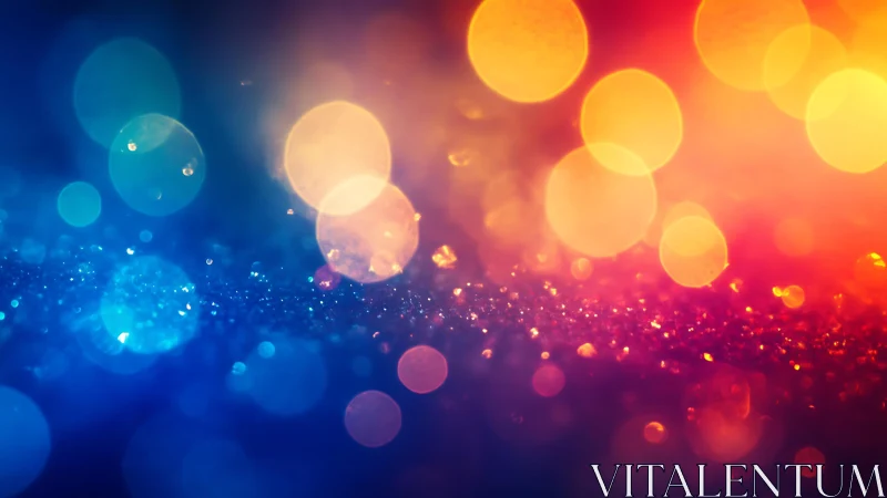 Vibrant Abstract Bokeh Lights in Blue and Orange Gradient Style.