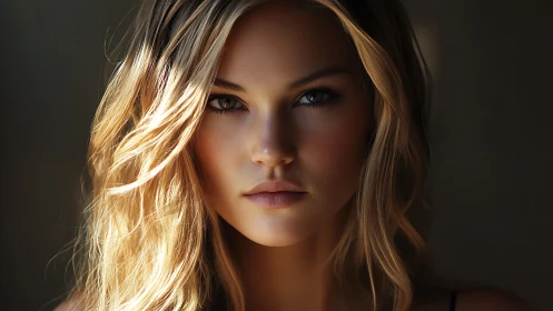 Directional rim lighting on hyper-detailed female portrait.