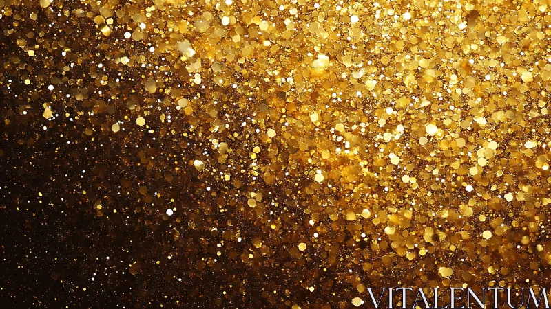 Shimmering Gold Glitter Abstract Background with Bokeh Effect.