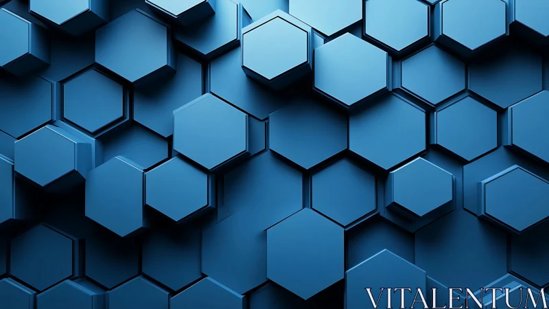 Midnight hexagon skyline in layered blue geometry glow.