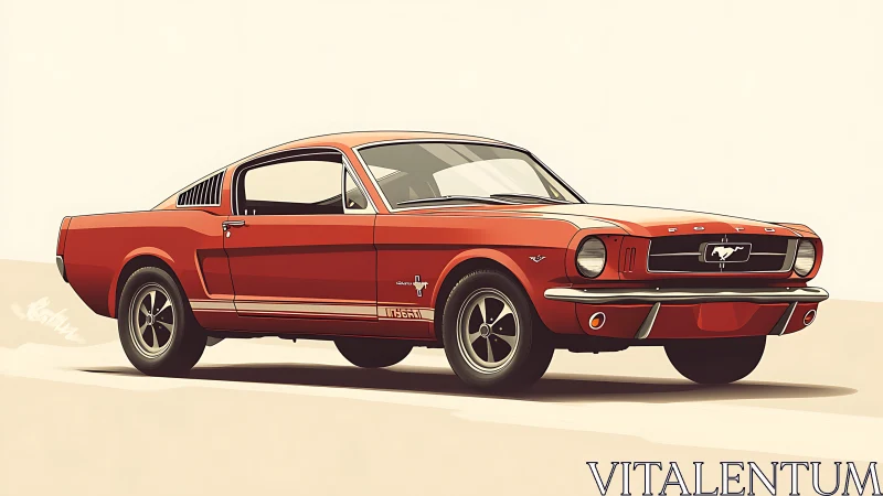 Classic red Mustang cruises forward with timeless retro charm