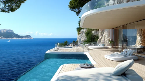 Seaside infinity pool merges with horizon in luxury retreat.