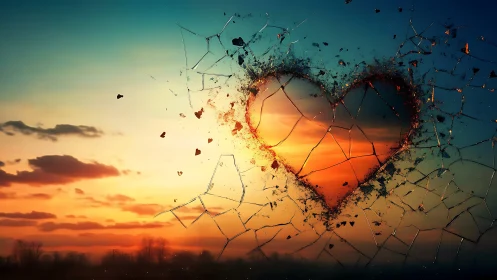 Heart Dissolves Into Sunset Fractal Explosion.
