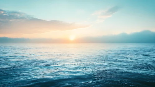 Morning light tiptoes across a whisper-blue ocean plain