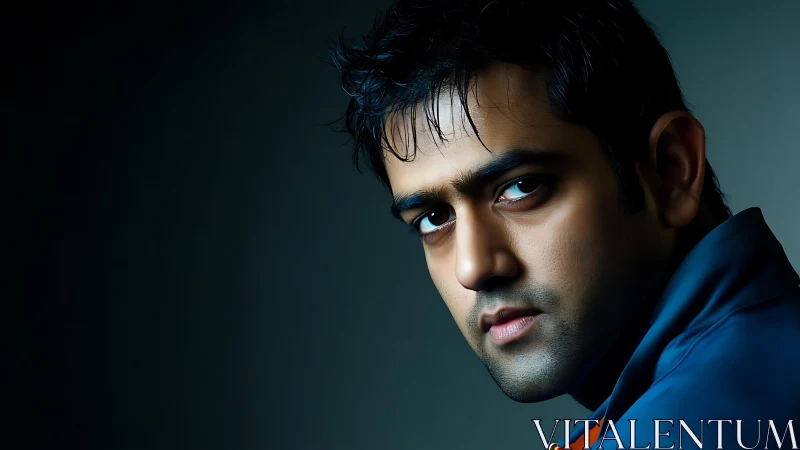 Brooding male portrait in moody cinematic side lighting.