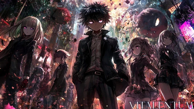 Neon-eyed misfit brigade claims a fractured cyber night