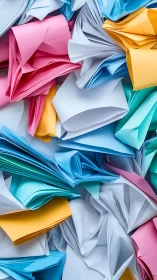 Colorful folded paper layers create rhythmic abstract patterns.