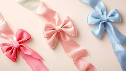 Ribbon Reverie: Pastel Bows Dance Across Cream Canvas.