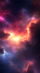 Vertical digital nebula field shows dense stellar distribution