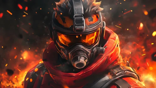 Armored firestorm operative in tactical respirator gear