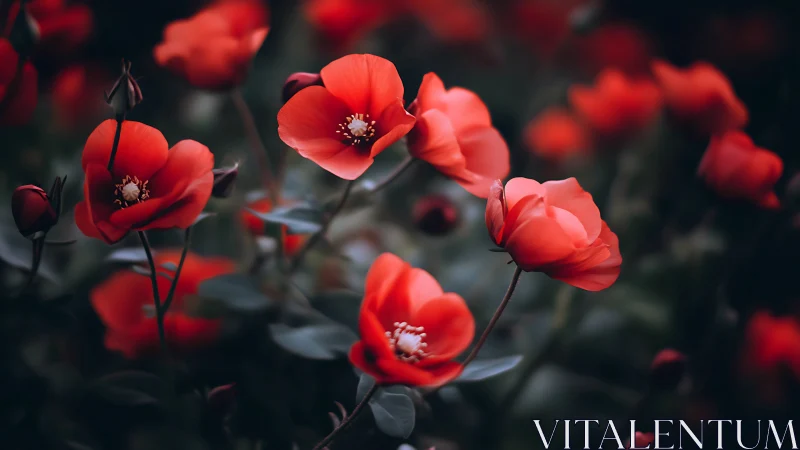 Vivid Red Poppies: Shallow Depth Field Macro Study