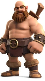 Bearded cartoon warrior ready for cozy village battles.