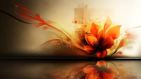 Glowing orange bloom dancing through soft golden light.