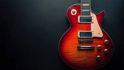 Sunburst electric guitar body and hardware under studio light