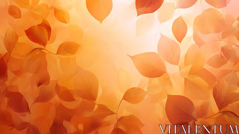Translucent autumn foliage drifts across a warm abstract field