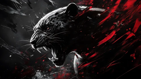 Fierce Tiger in Motion With Striking Red Energy