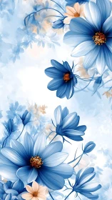 Dreamy Blue and Peach Cosmos Flowers in Soft Bloom