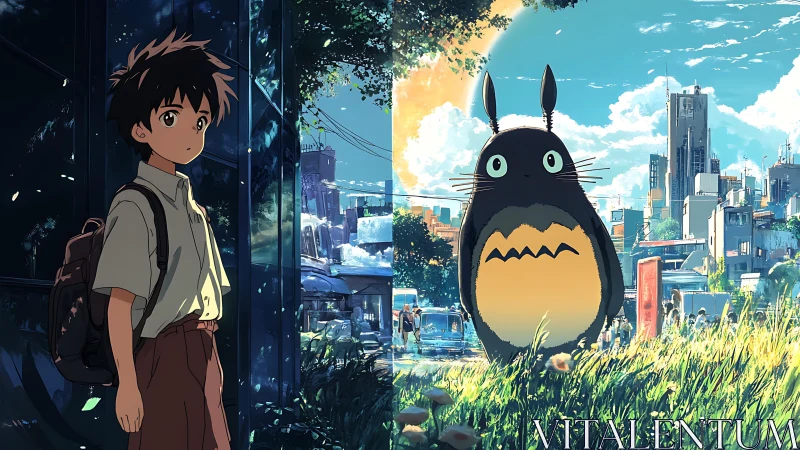 Urban summer daydream lets a quiet boy meet a gentle giant