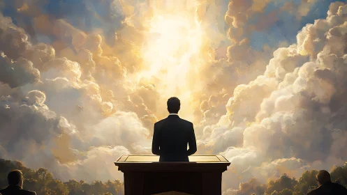 Orator at the Edge of Heaven-Bright Clouds Pausing Time.