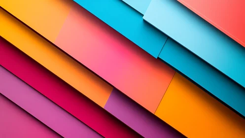Layered diagonal color panels create dynamic geometric depth