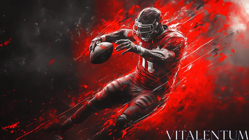 Digital rendering shows football player running with ball
