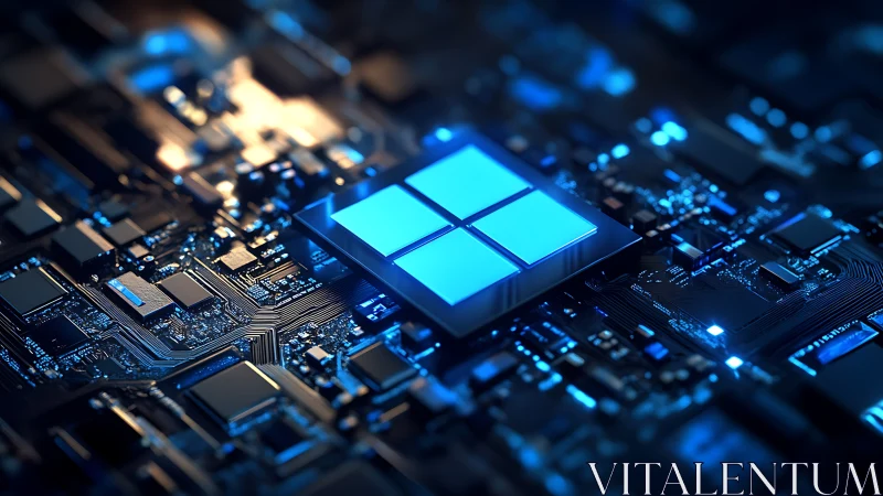 Glowing tech core quietly pulsing at the heart of a board.