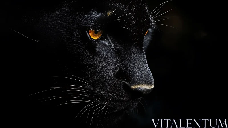 Black Panther Portrait with Piercing Amber Eyes.