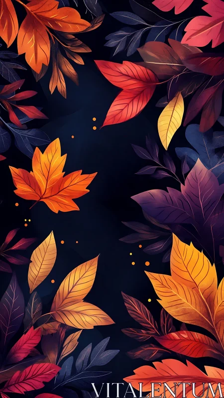 Cozy autumn leaves drifting gently over a deep night sky.