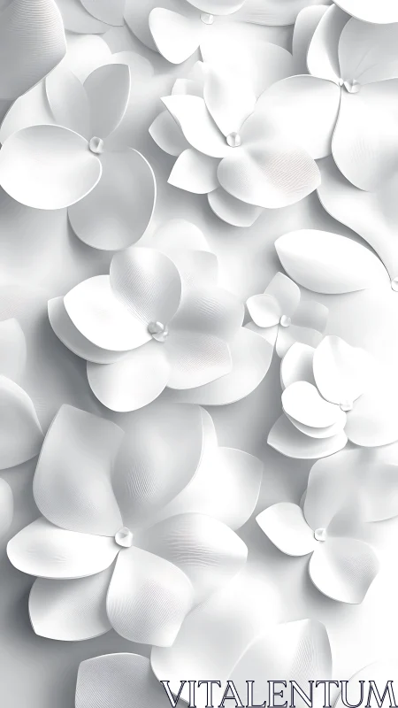 White Sculptural Petals: Three-Dimensional Layered Floral Morphology.