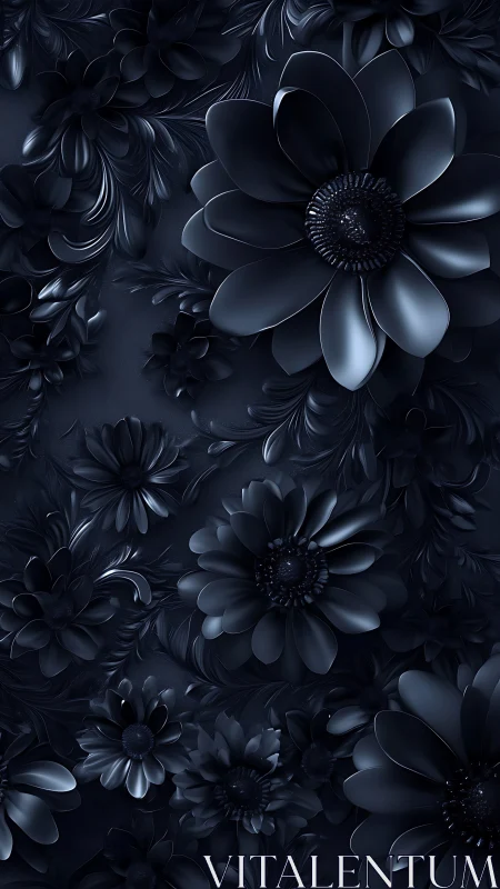 Dark Floral Composition with Luminescent Petals.