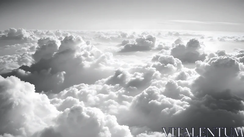 Photorealistic stratocumulus cloudscape in high-key monochrome.