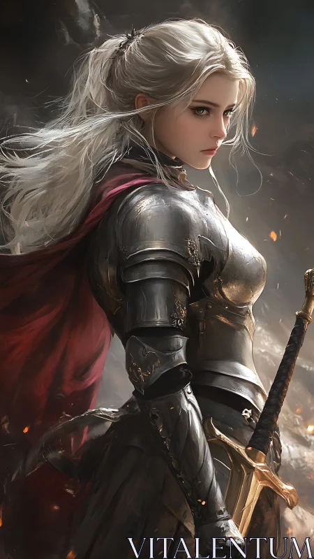 Armored warrior heroine rendered with high-detail metallic speculars