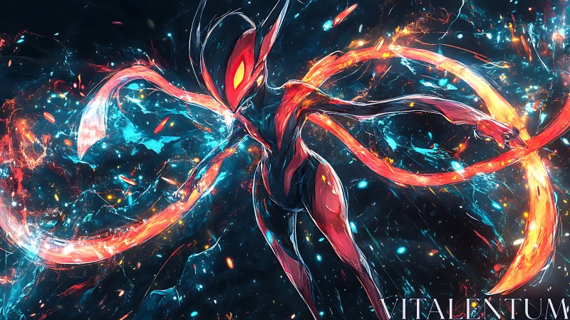 Alien energy figure with luminous ribbon-like appendages.