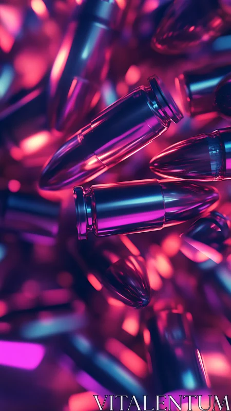 Metallic cartridges are rendered under neon gradient lighting