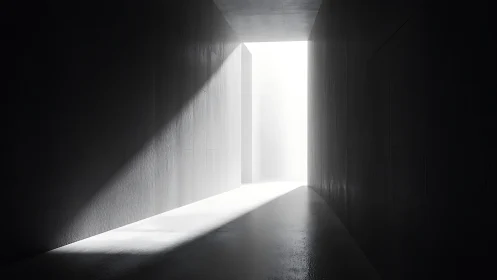 Soft daylight pouring into a quiet minimalist passageway.