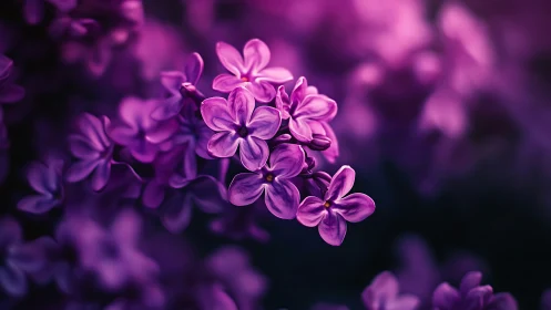 Purple lilac flowers in sharp focus with blurred background