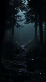 Dark Forest Path at Twilight