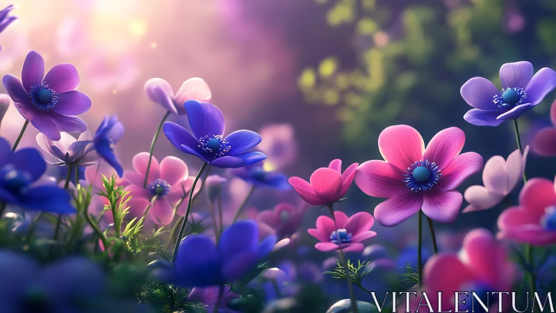 Vibrant Flower Garden in Soft Dreamy Light.