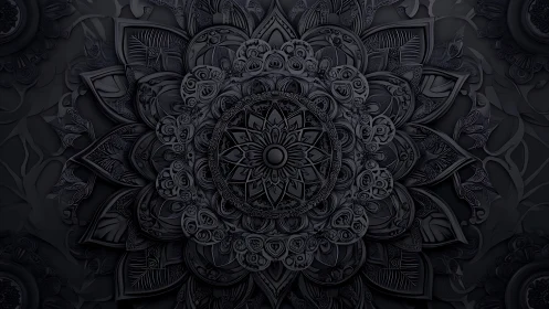 Midnight mandala quietly blooms from sculpted shadow petals