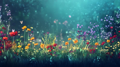Wildflower Garden with Layered Depth and Atmospheric Bokeh Effects