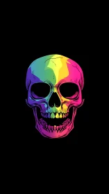 Vibrant neon skull glows boldly against deep black night